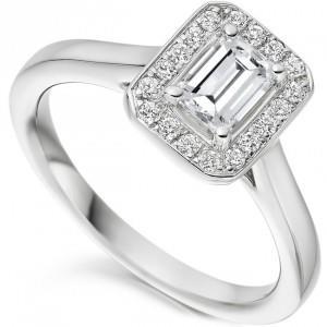 2.40 Ct Emerald And Round Cut Diamonds Halo Engagement Ring White Gold 14K Halo Ring