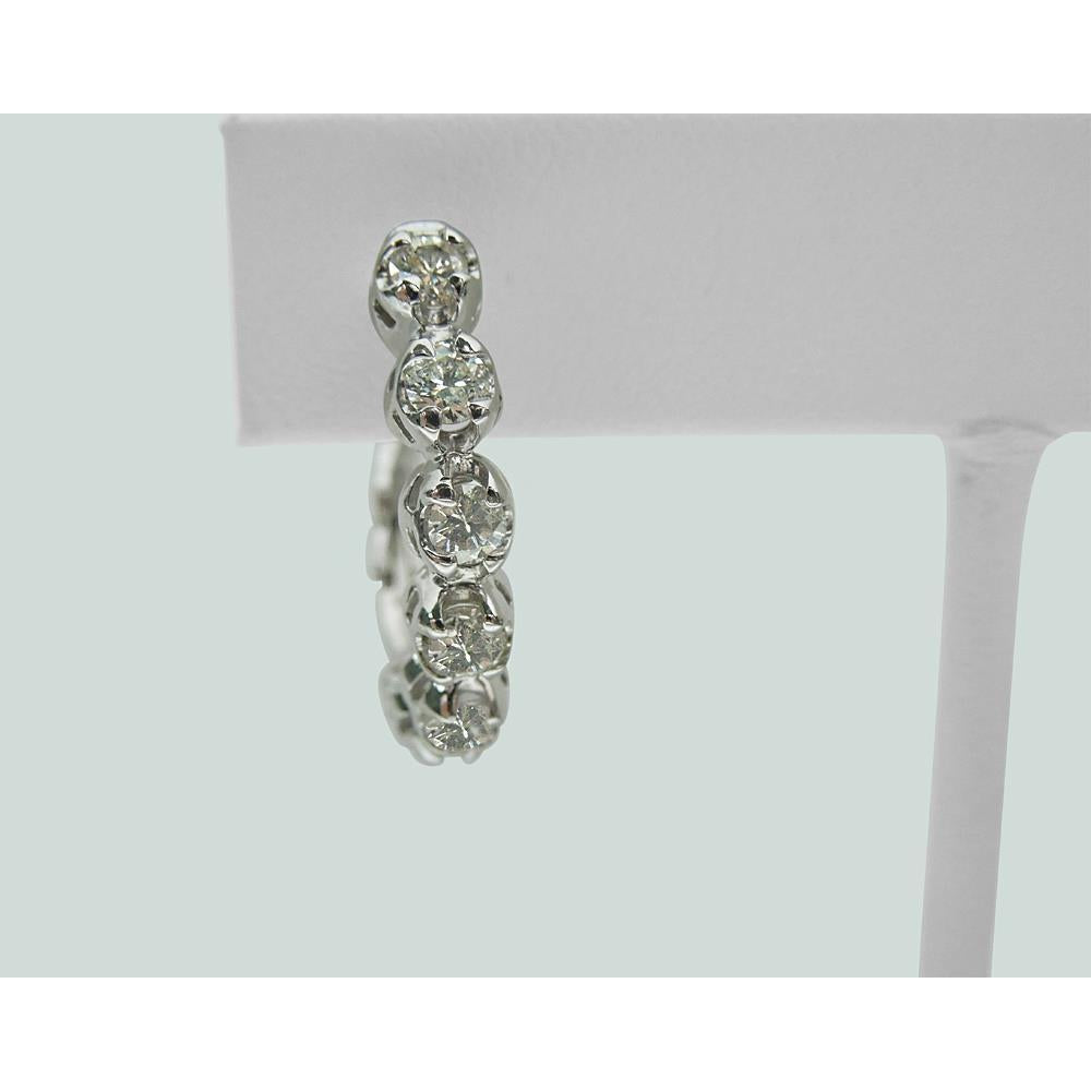 Fancy Brilliant Round Diamond Lady Hoop Earring Solid
