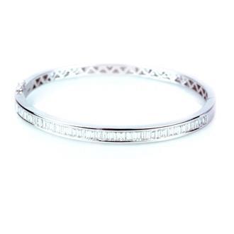 2.45 Ct Baguette Cut Diamond Ladies Bangle White Gold Jewelry Bangle