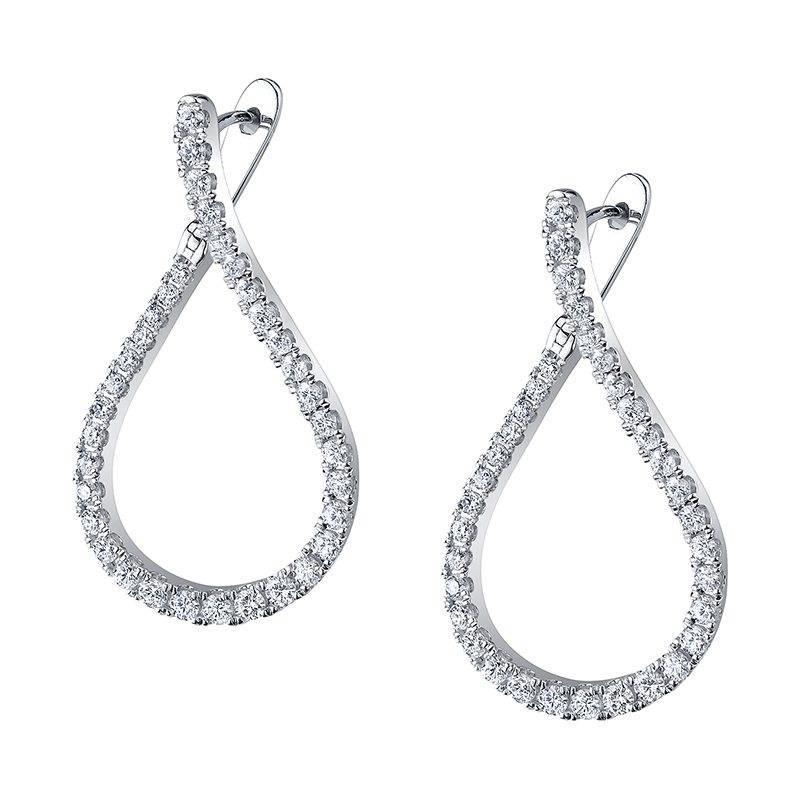 2.5 Carats Hoop Diamond Earrings White Gold Jewelry Hoop Earrings