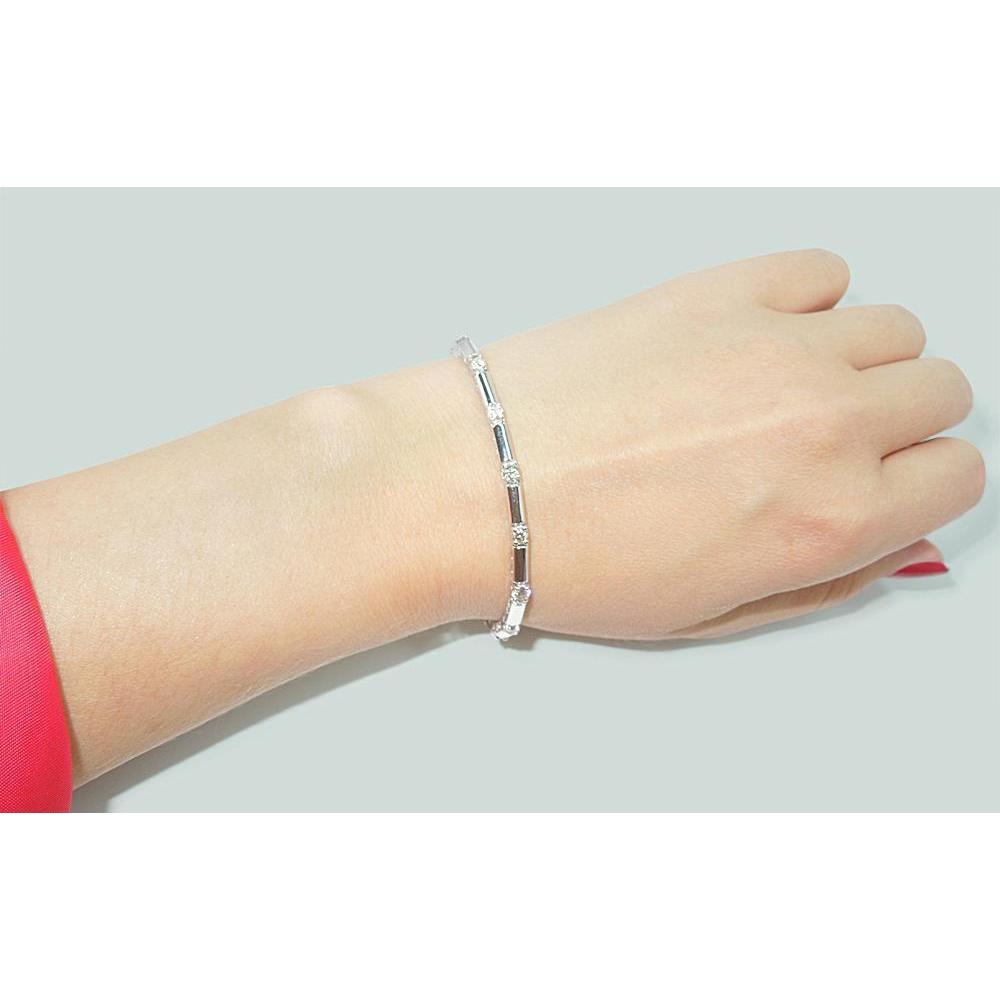 2.5 Carats Round Diamonds Bar Bracelet Clean Design White Gold 10K Tennis Bracelet