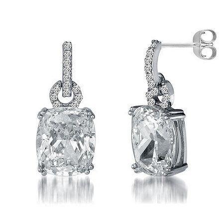 2.5 Ct Cushion & Round Cut Dangle Earring White Gold Dangle Earrings