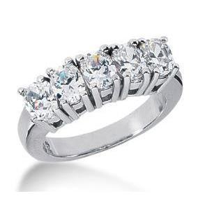 2.5 Ct Prong Oval Cut Diamond 5 Stone Oval Diamond Band Gold Jewelry Half Eternity Band