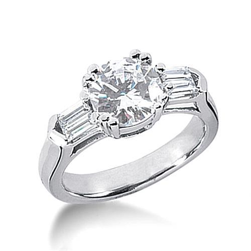 Sparkling Unique Lady’s Solitaire Ring with Accents White Gold Diamond