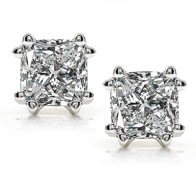 Cushion Cut Diamond Stud Earring White Gold Jewelry Stud Earrings