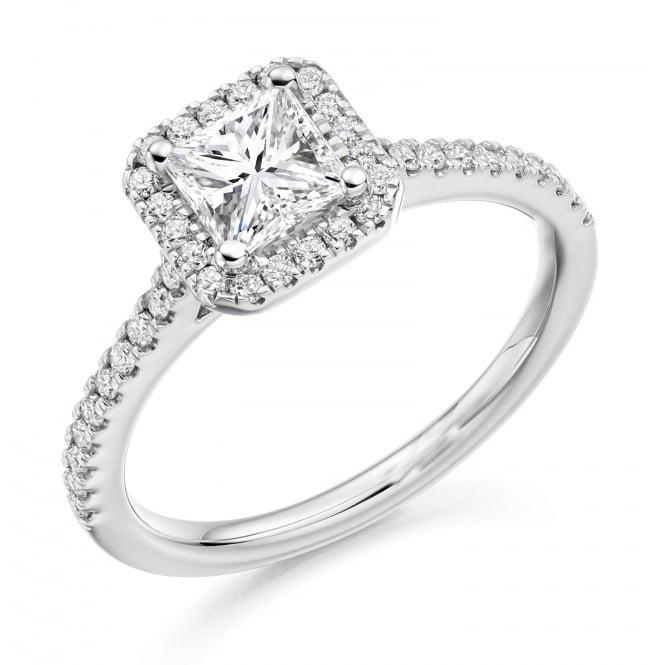 2.50 Carats Prong Set Sparkling Diamonds Engagement Ring Halo White Gold Halo Ring
