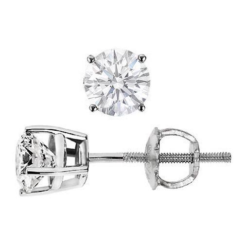 Round Cut Gorgeous Diamond Half bazel fancy Engagement White Gold Diamond Stud Earrings