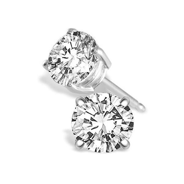 Round Prong Set Diamond Stud Earring Solid Gold