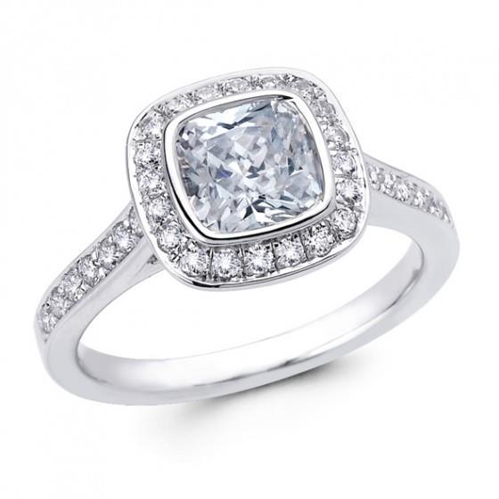 2.50 Carats Solitaire With Accent Diamonds Wedding Ring Wg 14K Halo Halo Ring