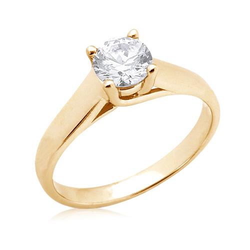 Fancy Engagement Anniversary Diamond Solitaire Ring Yellow Gold