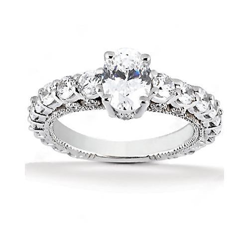 Lady’s Brilliant Engagement Wedding Solitaire Ring with Accents White Gold Diamond