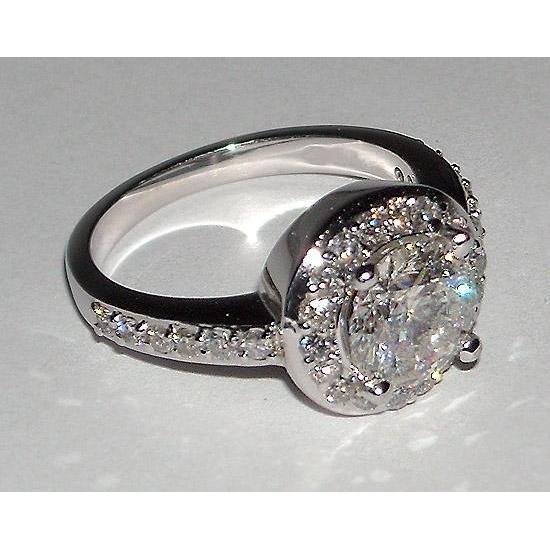 2.51 Ct F Vs1/Vvs1 Round Diamond Engagement Ring Pave Engagement Ring