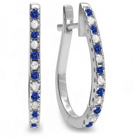 Gorgeous fancy Ceylon Sapphire And Diamond Oval Shape Hoop Earrings Gemstone Earring