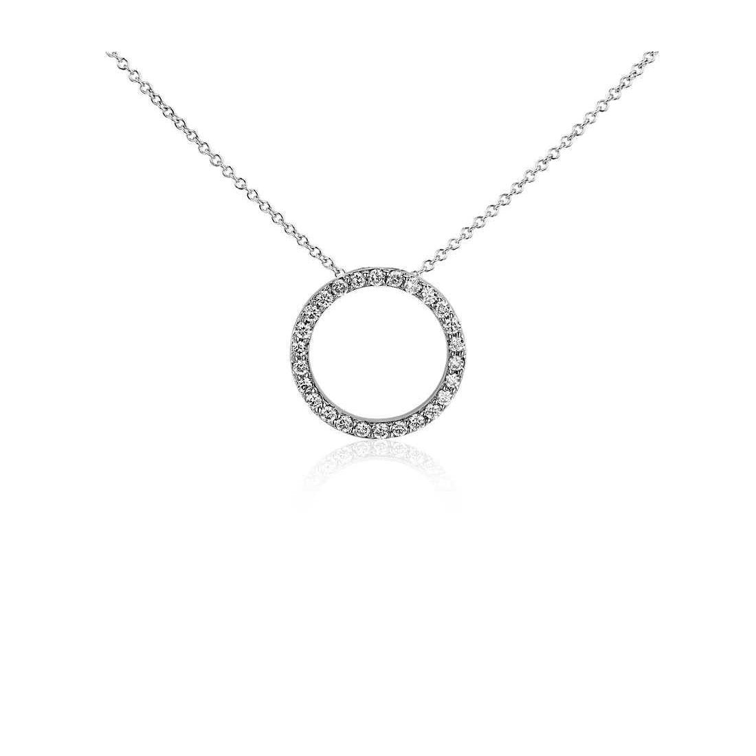 2.60 Carats Diamonds Circle Pendant Necklace Gold White 14K Pendant