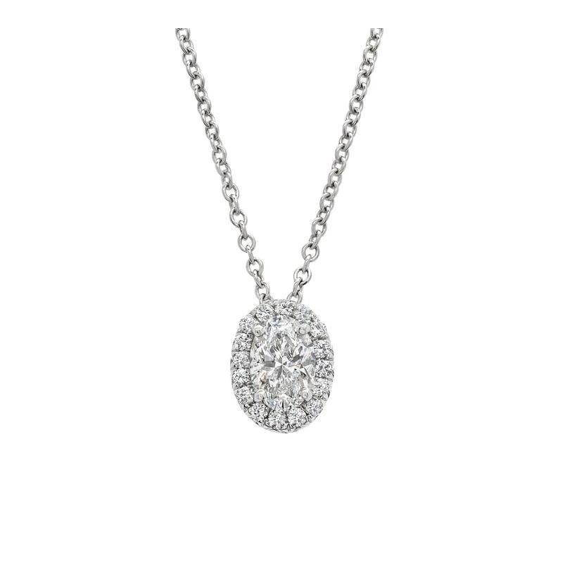 2.60 Ct Diamonds Pendant Necklace Oval And Round Cut Pendant