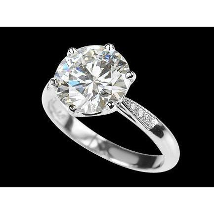 Unique Style Round Shaped Diamond Solitaire Ring With Accents