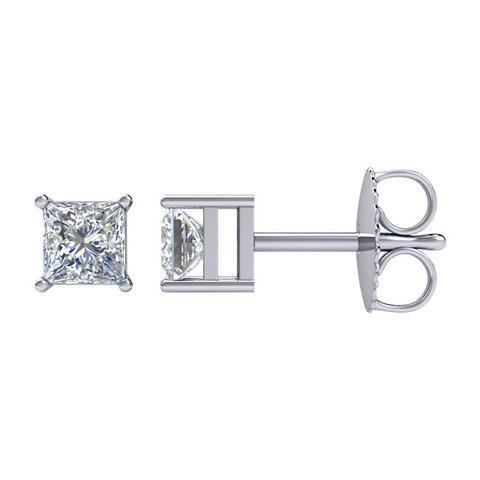 2.7 Ct Princess Cut Diamond Stud Earring 14K White Gold Stud Earrings