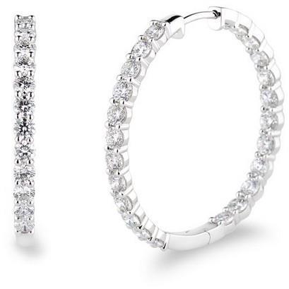 New Stylish Round Brilliant Cut Diamond Hoop Earrings