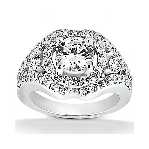 Vintage Style White Elegant Woman's Anniversary Big Diamond Ring White Gold Anniversary Jewelry