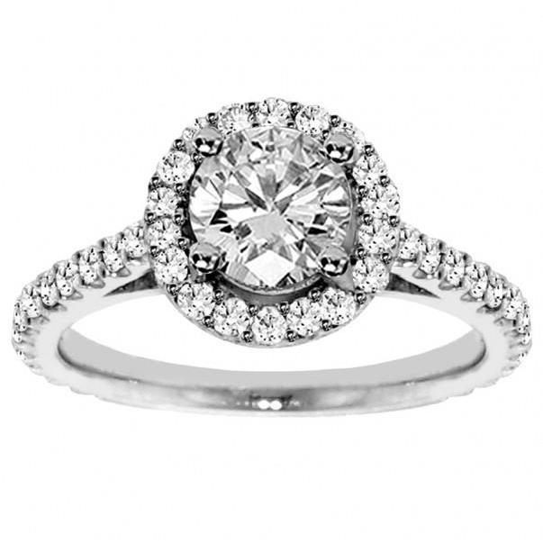2.75 Carats Round Cut Prong Set Diamonds Engagement Ring Halo Wg 14K Halo Ring