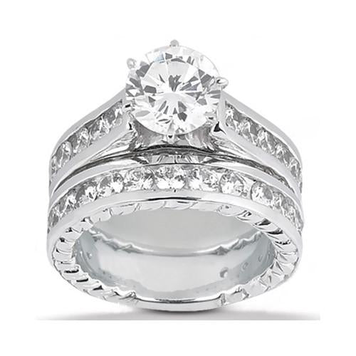 2.76 Carat F Vvs1 Diamond Solitaire With Accents Engagement Ring Band Set Gold White Engagement Ring Set