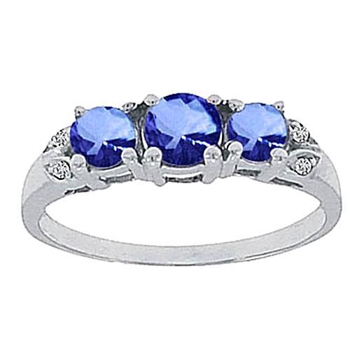 High Quality Unique Ceylon Sapphire Round Diamond Ring White Gold Gemstone Ring