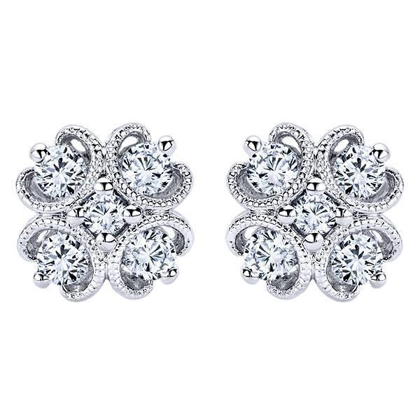 Gorgeous Fancy Princess Cut Style White Gold Diamond Stud Earrings