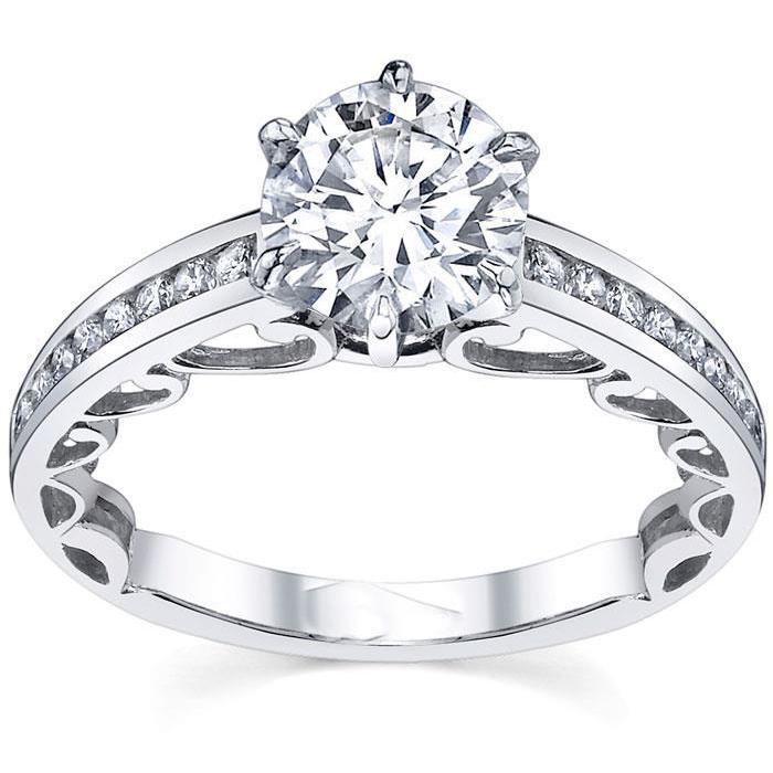 mazing Brilliant Sparkling Solitaire Ring with Accents White Gold Diamond