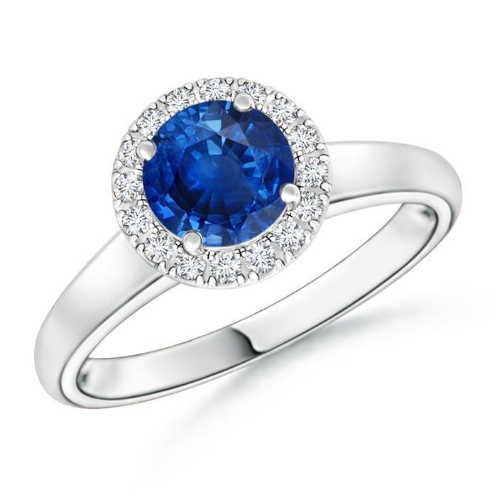 Women Jewelry Solitaire With Accent Ceylon Sapphire Diamonds White Gold Gemstone Ring