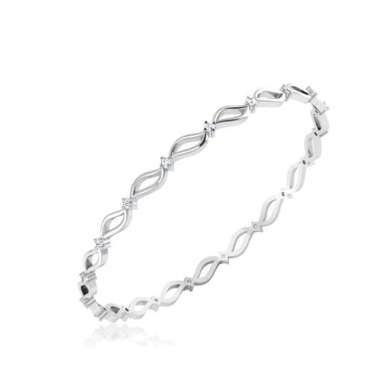 2.85 Ct Round Brilliant Cut Diamonds Bangle Bracelet 14K White Gold Bangle