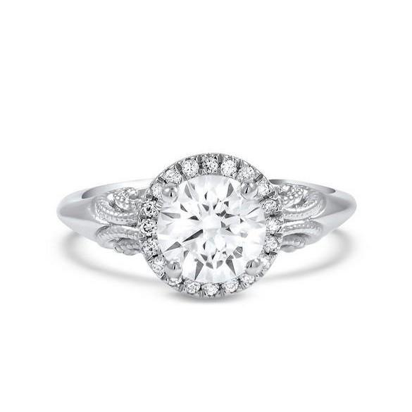 2.85 Ct With Accent Round Cut Diamonds Halo Ring White Gold Halo Ring
