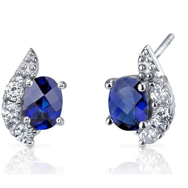 Gorgeous fancy Sri Lanka Sapphire Diamond Lady Stud Earring White Gold Gemstone Earring