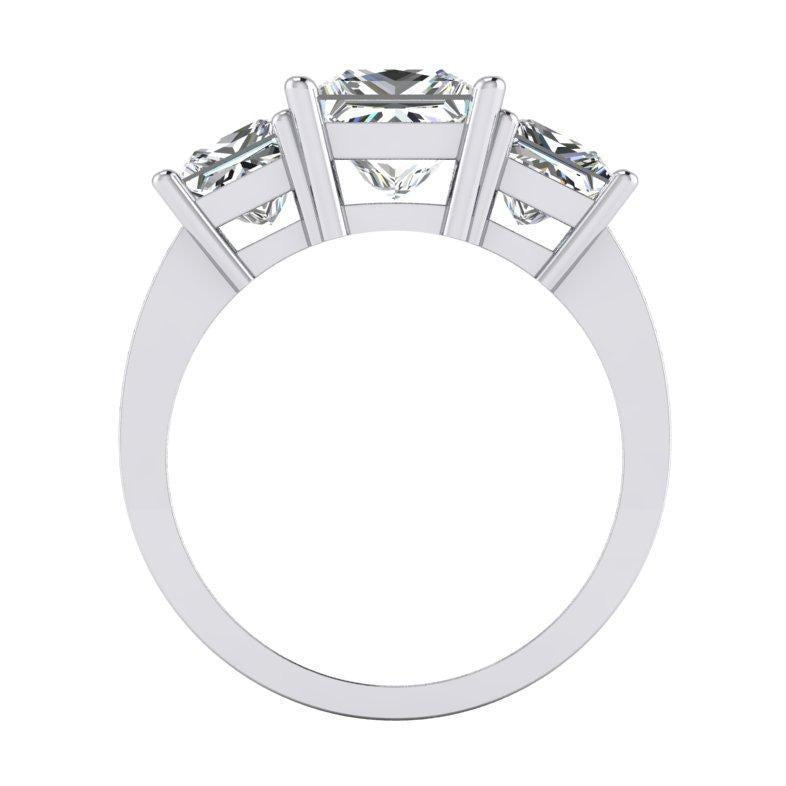 3.50 Carats Princess Cut Diamond 3 Stone Engagement