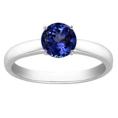 Fancy Lady’s Tanzanite Solitaire Ring New Solid White Gold