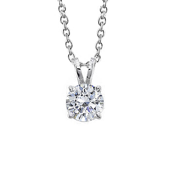 2 Carats Big Round Real Natural Earth Mined Diamond Pendant White Gold 14K Prong Set