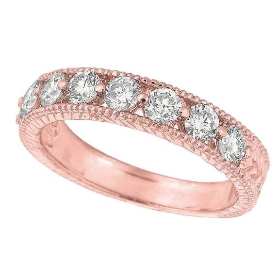 2 Carats Natural Earth Mined Diamond Rose Gold 14K Half Eternity Band Jewelry