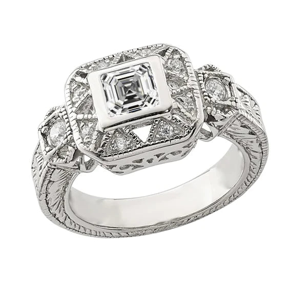 natural round diamond 2ct ring front view