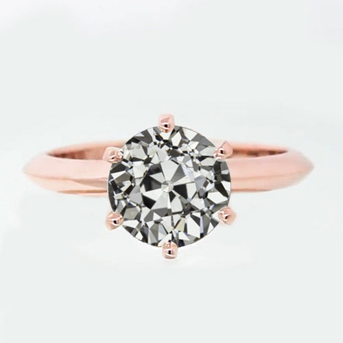 Women Sparkling Solitaire Ring Round Old European