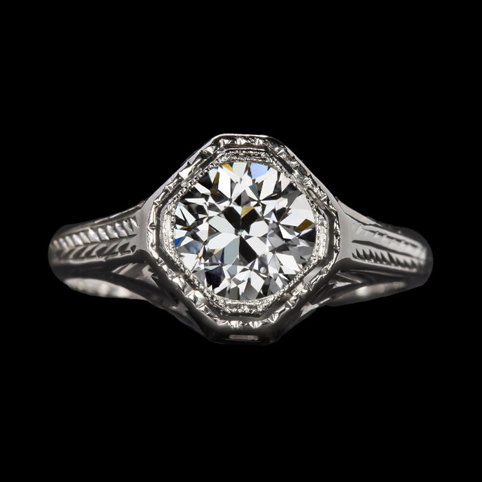 New Design Vintage Style Round Old Cut Diamond Solitaire Ring