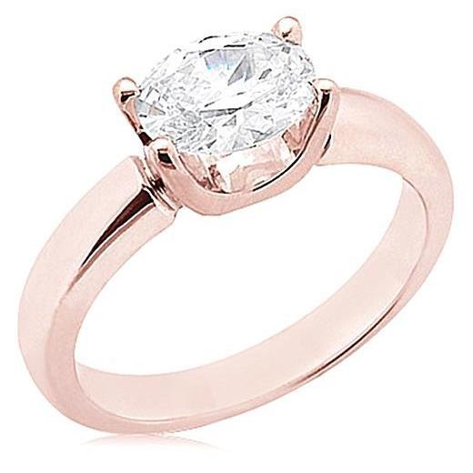 Pink 4 Prongs Fancy Wedding Engagement White Gold Diamond Solitaire Ring