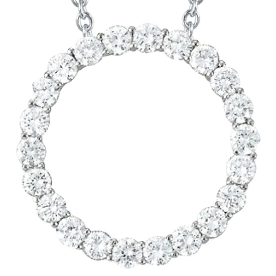 2 Cts. Natural Earth Mined Diamond Circle Of Love Pendant Necklace Without Chain Gold 14K