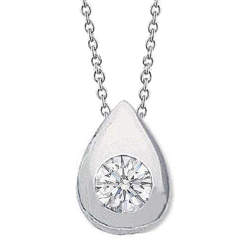 2 Carat Round Tear Drop Shape Lab Grown Diamond Pendant Necklace Gold White 14K