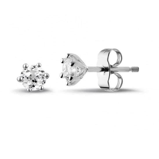 natural round diamond 2ct earring front view