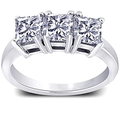 natural princess diamond 3ct ring front view