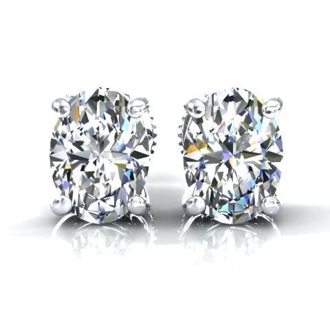 3 Carats Oval Cut Diamond Stud Lady Earring White Gold Fine Jewelry Stud Earrings