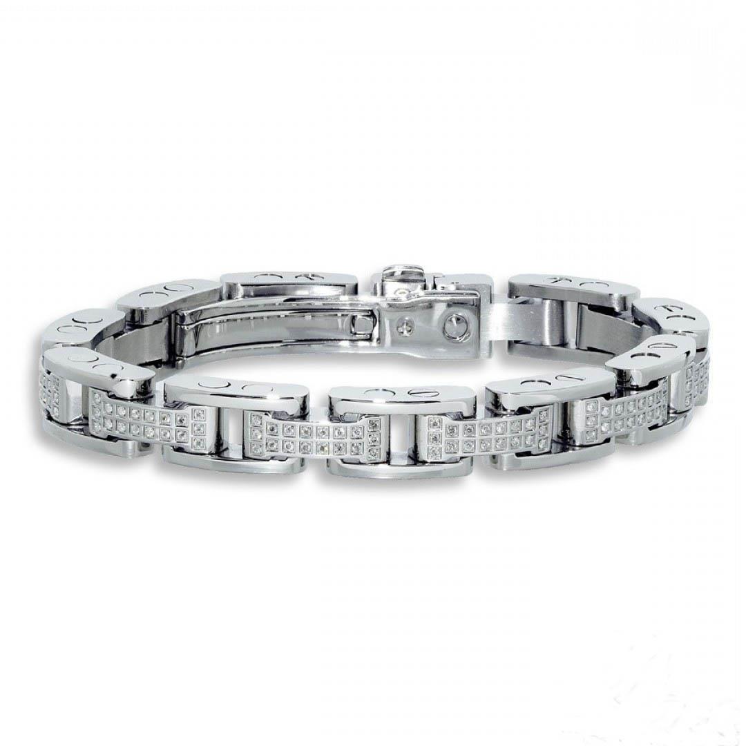 3 Carats Round Cut Men Diamond Bracelet White Gold Jewelry Mens Bracelet