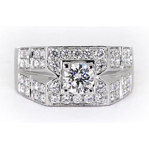 3 Carats Round Diamond Anniversary Mens Ring White Gold 14K Mens Ring