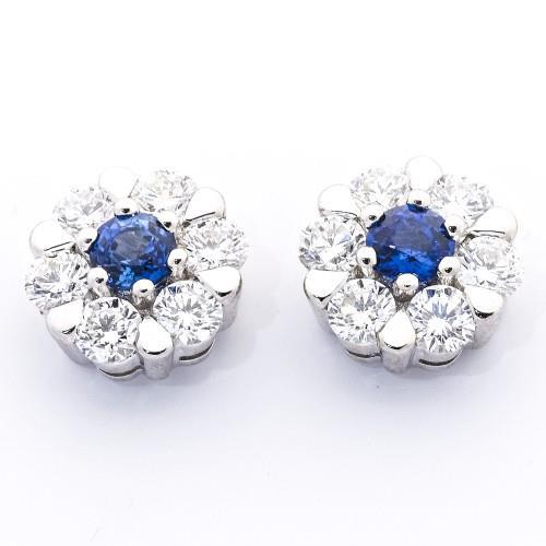 Gorgeous fancy Ceylon Sapphire And Diamond Cluster Earring White Gold Gemstone Earring