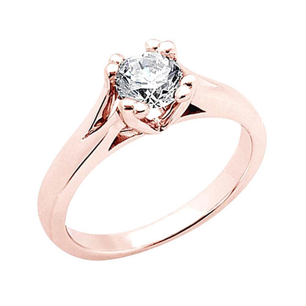 New F Vs1 Round Diamond Solitaire Ring Pink Gold New Solitaire Ring