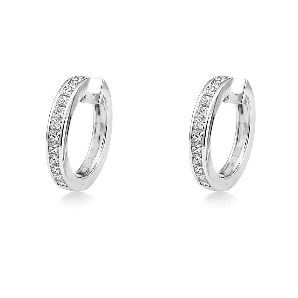 best quality Princess Cut Diamond Hoop Earrings White Gold
